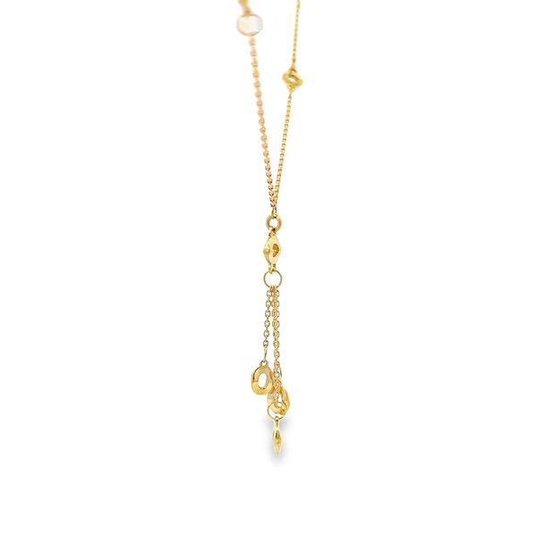 18K Yellow Gold Lariat Necklace with Circle Accents Image 5 Arezzo Jewelers Elmwood Park, IL