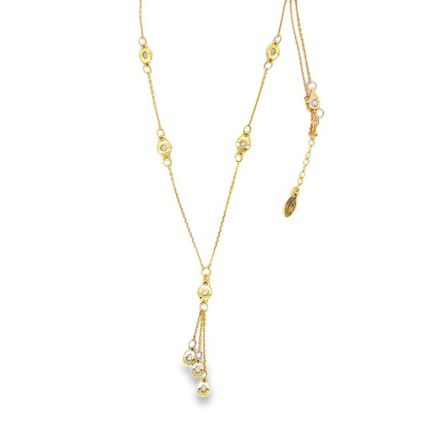 18K Yellow Gold Lariat Necklace with Circle Accents Arezzo Jewelers Elmwood Park, IL