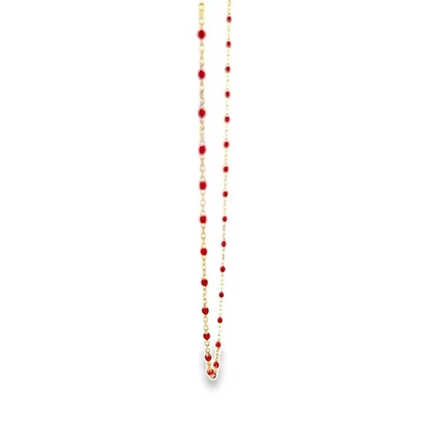 14K Yellow Gold Beaded Red Enamel Gold Necklace Image 2 Arezzo Jewelers Elmwood Park, IL
