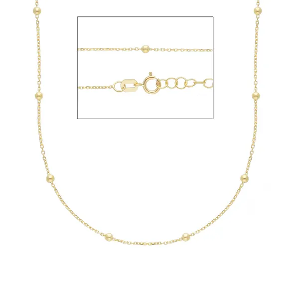 14k Yellow Gold Satellite Beaded Rolo Link Necklace Arezzo Jewelers Elmwood Park, IL