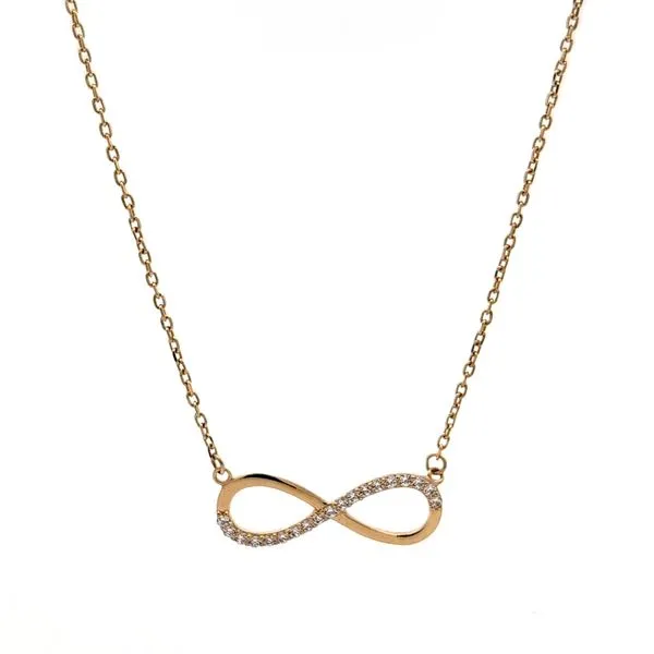 14K Yellow Gold CZ Infinity Necklace Arezzo Jewelers Elmwood Park, IL