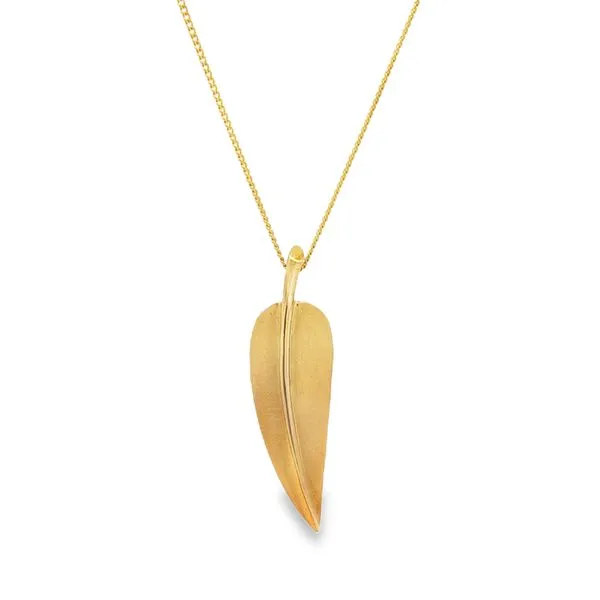 Vintage Tiffany & Co. Angela Cummings 18K Gold Leaf Pendant Necklace Arezzo Jewelers Elmwood Park, IL