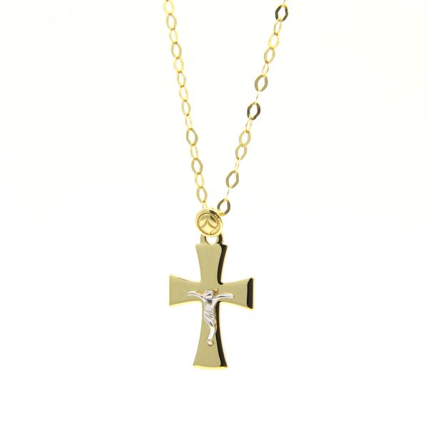 18k Two Tone Crucifix with Chain Arezzo Jewelers Elmwood Park, IL