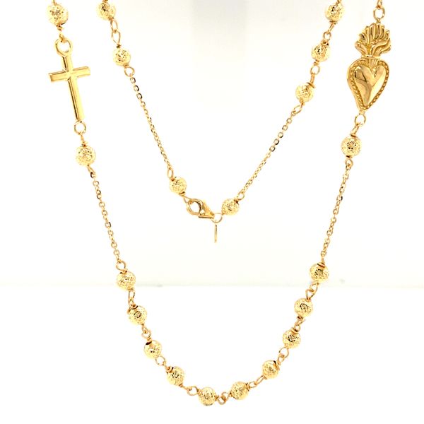 18k Yellow Gold Sacred Heart Rosary Necklace Image 2 Arezzo Jewelers Elmwood Park, IL