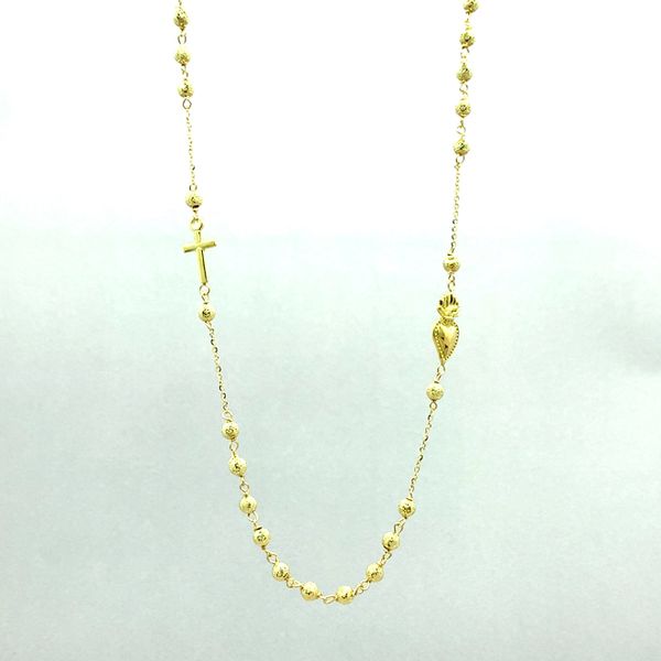 18k Yellow Gold Sacred Heart Rosary Necklace Arezzo Jewelers Elmwood Park, IL