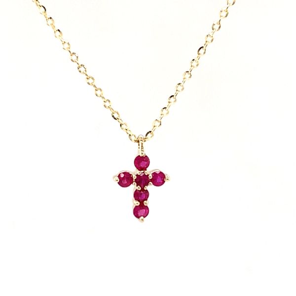 14k Yellow Gold Small Ruby Cross Necklace Arezzo Jewelers Elmwood Park, IL