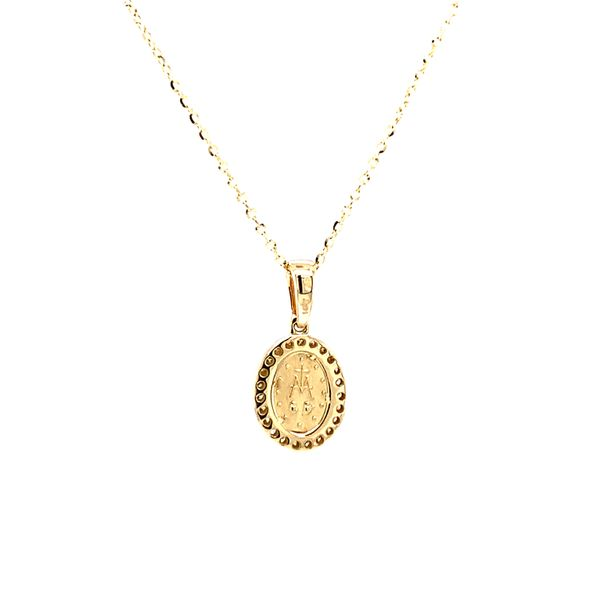 14k Yellow Gold Diamond Miraculous Mary Necklace Image 2 Arezzo Jewelers Elmwood Park, IL