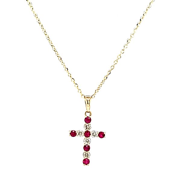 14k Yellow Gold Ruby and Diamond Cross Arezzo Jewelers Elmwood Park, IL