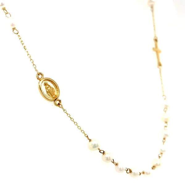 14k Yellow Gold Pearl Rosary Necklace Image 2 Arezzo Jewelers Elmwood, IL