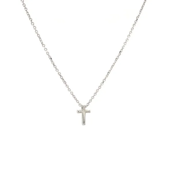 18k White Gold Gold Petite Floating Cross Necklace Image 2 Arezzo Jewelers Elmwood Park, IL