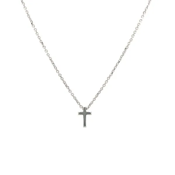 18k White Gold Gold Petite Floating Cross Necklace Arezzo Jewelers Elmwood Park, IL