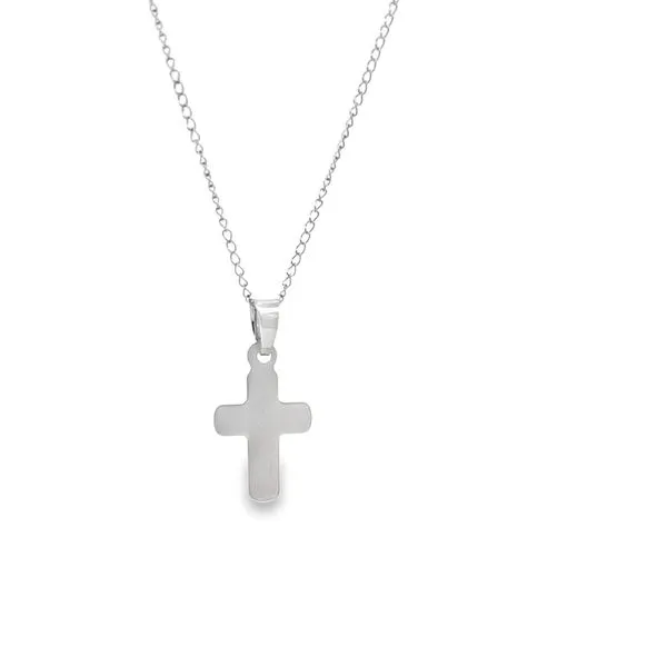 14k White Gold Petite Cross Necklace Image 3 Arezzo Jewelers Elmwood, IL