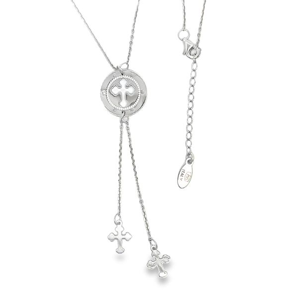 18K White Gold Cross Medal Religious Necklace Image 2 Arezzo Jewelers Elmwood Park, IL