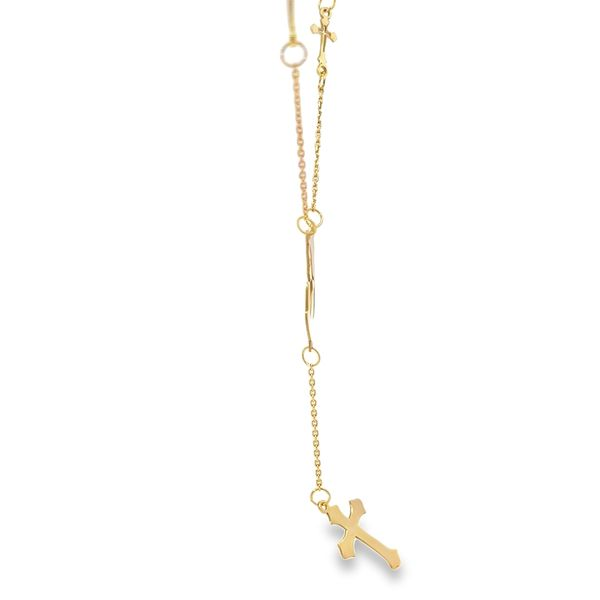 18K Yellow Gold Praying Virgin Mary and Cross Religious Lariat Necklace Image 5 Arezzo Jewelers Elmwood Park, IL