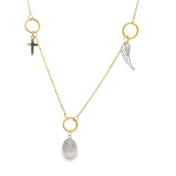 18K Two Tone Miraculous Virgin Mary Religious Necklace Image 2 Arezzo Jewelers Elmwood Park, IL