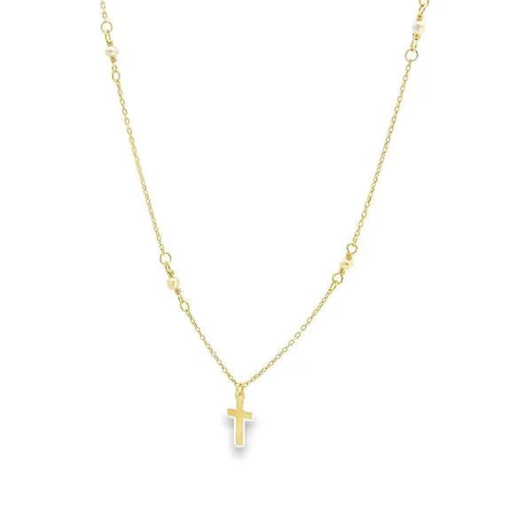 14K Yellow Gold Religious Pearl Necklace Image 2 Arezzo Jewelers Elmwood Park, IL