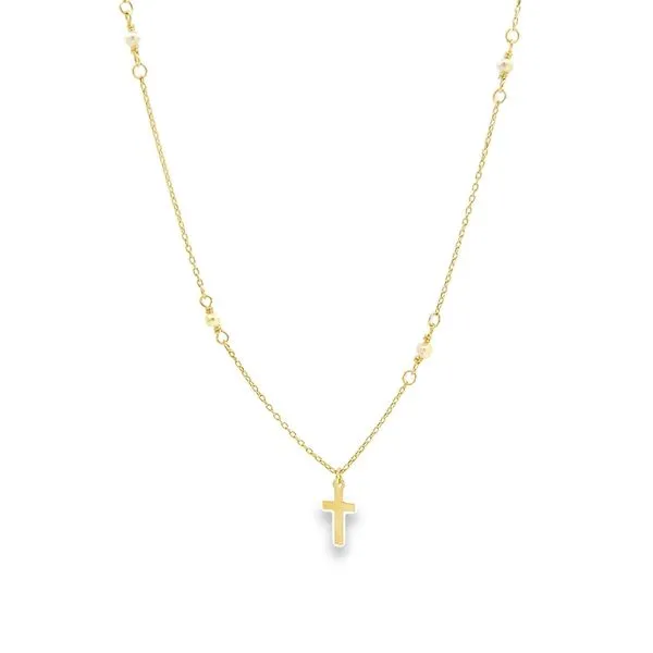 14K Yellow Gold Religious Pearl Necklace Arezzo Jewelers Elmwood Park, IL