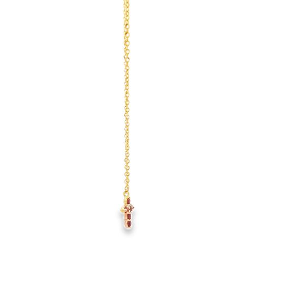 Super Petite Ruby Cross Necklace on 14K Yellow Gold Image 2 Arezzo Jewelers Elmwood Park, IL