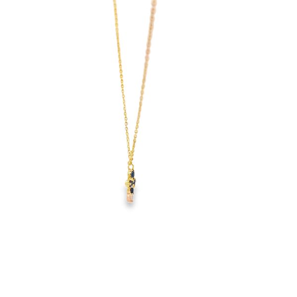 Super Petite Sapphire Cross Necklace in 14k Yellow Gold Image 2 Arezzo Jewelers Elmwood Park, IL