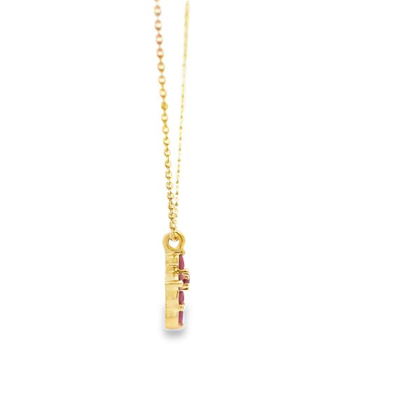Petite .20ct Ruby Cross Necklace in 14k Yellow Gold Image 2 Arezzo Jewelers Elmwood Park, IL