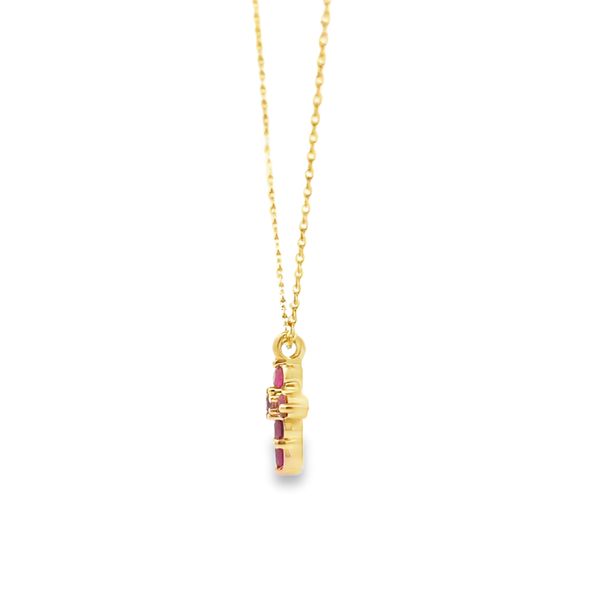 Petite .20ct Ruby Cross Necklace in 14k Yellow Gold Image 3 Arezzo Jewelers Elmwood Park, IL