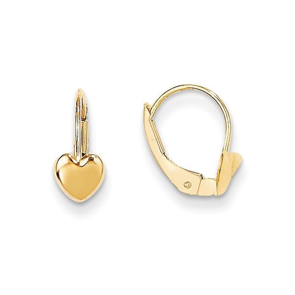 14K Heart Shaped Children's Leverback Earrings Arezzo Jewelers Elmwood Park, IL