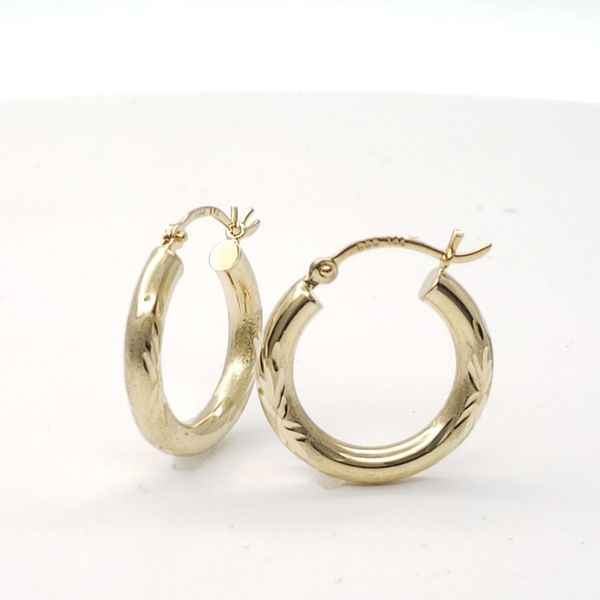 14k Yellow Gold 3mm D/C Hoop Earrings Arezzo Jewelers Elmwood Park, IL