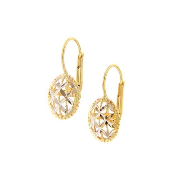14k Two Tone Gold Leverback Earrings Arezzo Jewelers Elmwood Park, IL