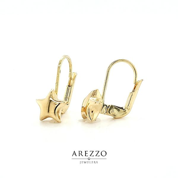 14k Yellow Gold Star Leverback Earrings Image 2 Arezzo Jewelers Elmwood Park, IL