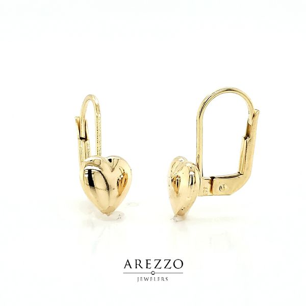 14k Yellow Gold Heart Leverback Earrings Arezzo Jewelers Elmwood Park, IL