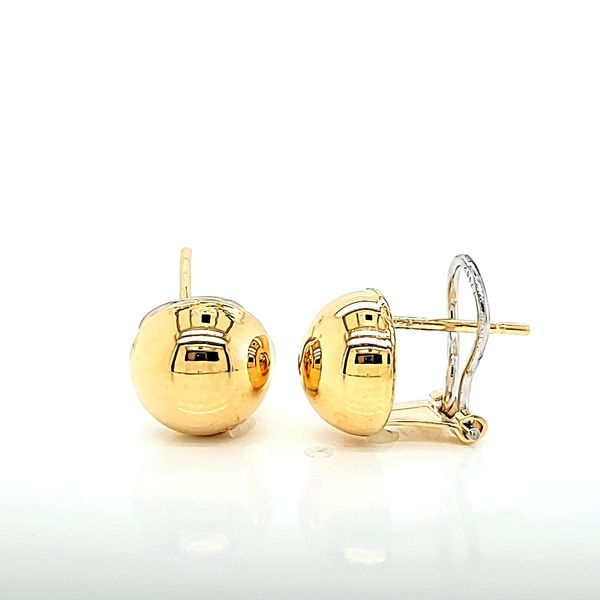 18k Yellow Gold Omega Back 10mm Ball Earrings Arezzo Jewelers Elmwood Park, IL