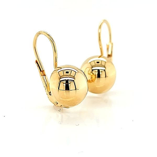 14k Yellow Gold Ball Leverback Earrings Image 2 Arezzo Jewelers Elmwood Park, IL