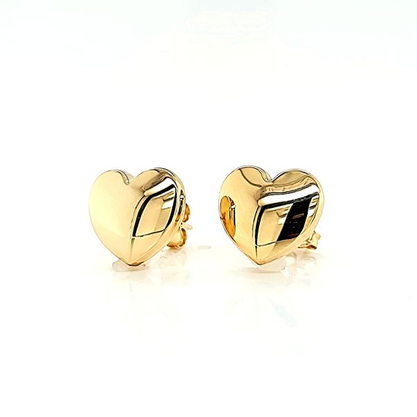 14k Yellow Gold Big Heart Stud Earrings Image 2 Arezzo Jewelers Elmwood Park, IL