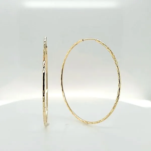 14k Yellow Gold Endless Hoop Earrings, 2.25