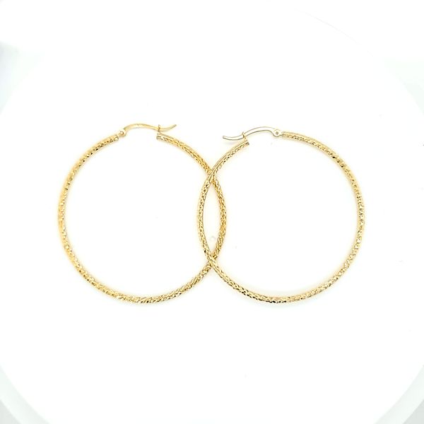 10 Karat Yellow Gold Diamond Cut Hoop Gold Earrings, 2