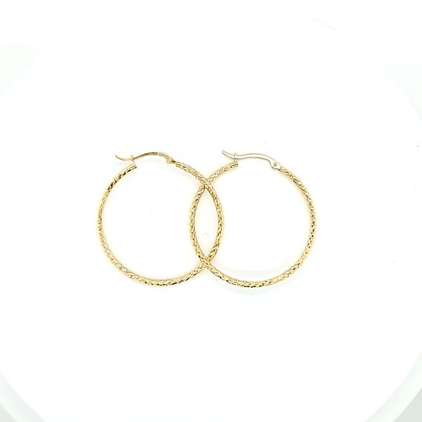 10 Karat Yellow Gold Diamond Cut Hoop Gold Earrings, 1.5