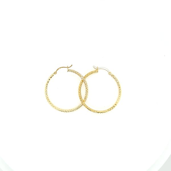 10 Karat Yellow Gold Diamond Cut Hoop Gold Earrings, 1