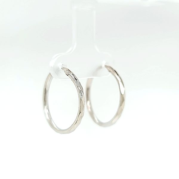 14k White Gold  20mm Hoop Earrings Image 2 Arezzo Jewelers Elmwood Park, IL