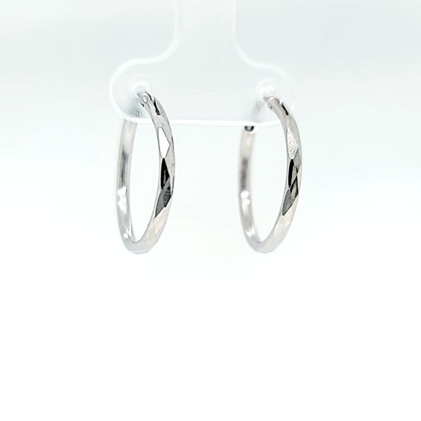 14k White Gold  20mm Hoop Earrings Arezzo Jewelers Elmwood Park, IL