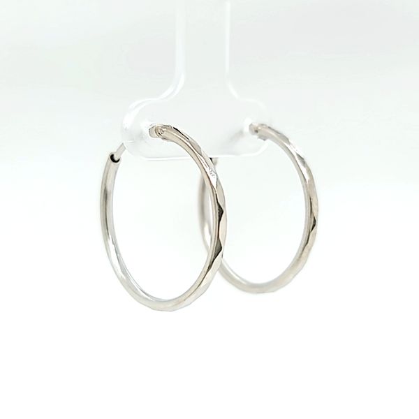 14k White Gold 25mm Endless Hoop Earrings Image 2 Arezzo Jewelers Elmwood Park, IL