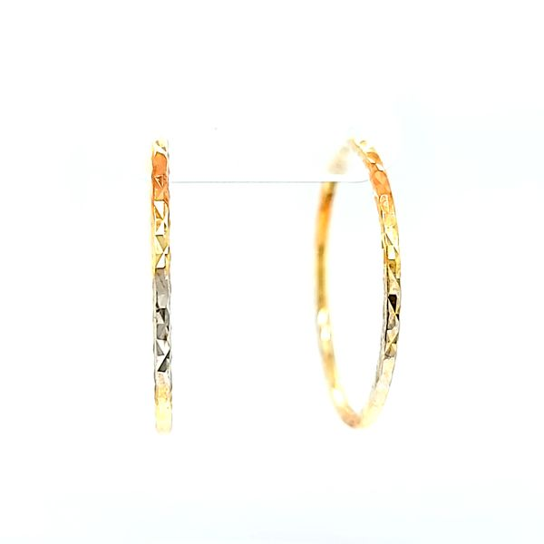 14k Tri Color Gold 25mm Diamond Cut Endless Hoop Earrings Arezzo Jewelers Elmwood Park, IL