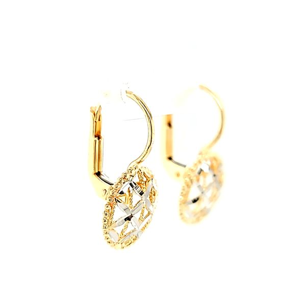14k Two Tone Gold Leverback Earrings Image 3 Arezzo Jewelers Elmwood Park, IL