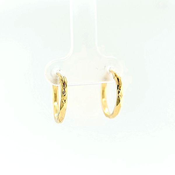 14k Yellow Gold 15mm Faceted Hoop Gold Earrings Arezzo Jewelers Elmwood Park, IL