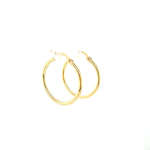 14k Yellow Gold 25mm Plain Hoop Earrings Image 2 Arezzo Jewelers Elmwood Park, IL