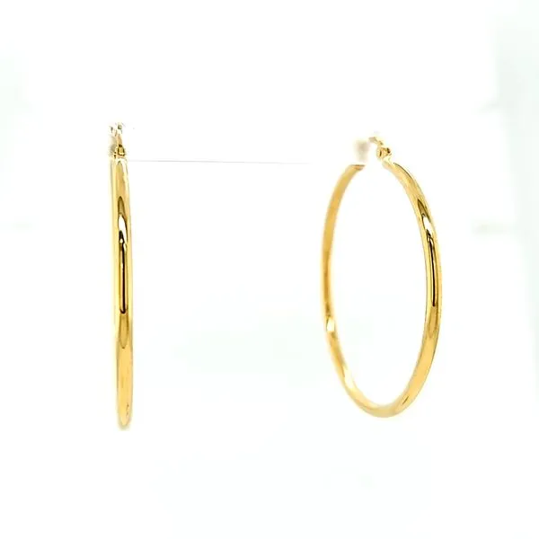 14k Yellow Gold 39mm Plain Hoop Earrings Image 2 Arezzo Jewelers Elmwood Park, IL