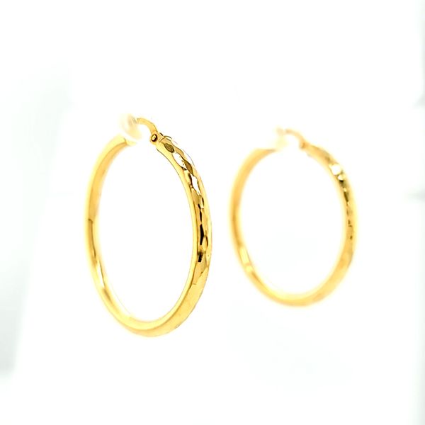 14k Yellow Gold 36mm Faceted Hoop Earrings Image 3 Arezzo Jewelers Elmwood Park, IL