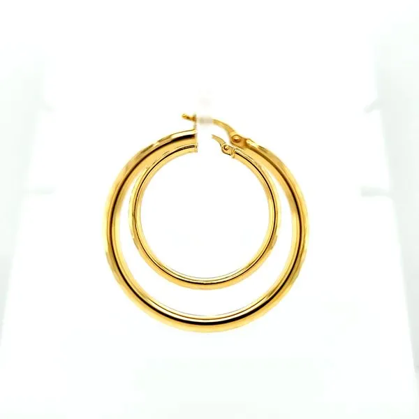 14k Yellow Gold 36mm Faceted Hoop Earrings Image 4 Arezzo Jewelers Elmwood Park, IL