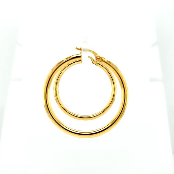 14k Yellow Gold 36mm Faceted Hoop Earrings Image 4 Arezzo Jewelers Elmwood Park, IL