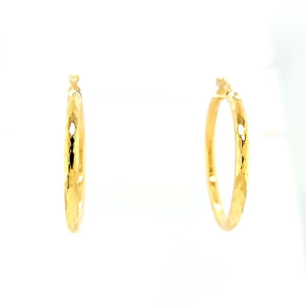 14k Yellow Gold 36mm Faceted Hoop Earrings Arezzo Jewelers Elmwood Park, IL