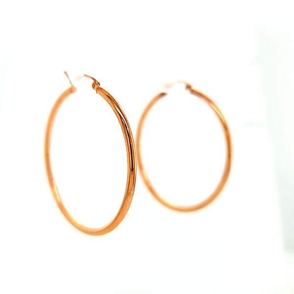 14k Rose Gold 40mm Plain Hoop Gold Earrings Image 2 Arezzo Jewelers Elmwood Park, IL